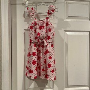 Girls Zara Kids Pink and White Hibiscus Polka Dot Dress